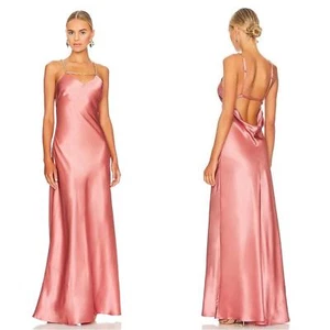 Kultiges Gaia Kirya Jaipur Maxikleid gold Kette Neckholder rosa Satin Größe Small - Bild 1 von 10