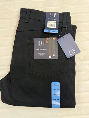 Pantalones GAP Hombres 32x30 Negro Gaflex Elastizados Clásicos Calce Ajustado Pierna Recta Suave Nuevo Foto 1 de 4