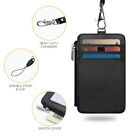 ID Badge Card Holder Pu Leather 5 Slots With Neck Strap Lanyard Necklace Black