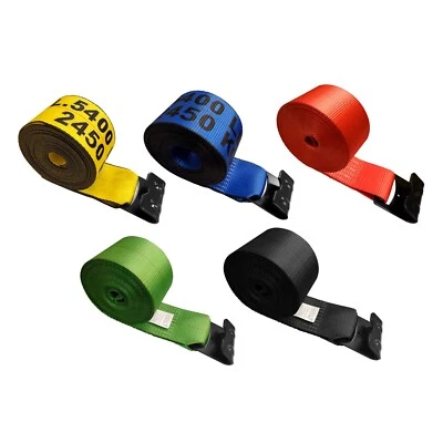 Correa de amarre de cabrestante de 4" x 30' de alta resistencia con gancho plano plataforma camión granja 5400 libras Foto 1 de 4