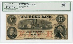 1857 $5 The Waubeek Bank - De Soto, NEBRASKA Note