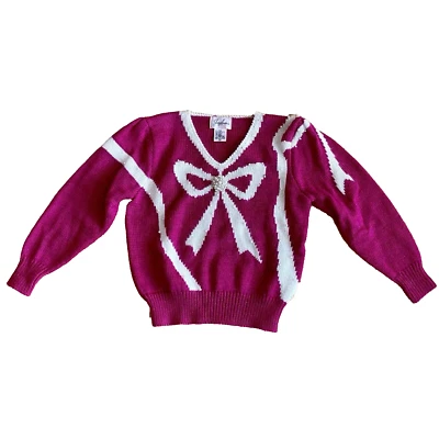 VTG JACLYN SMITH Womens Pullover Knit Sweater Pearl Embellish Y2K Fuchsia Pink M - Image 1 of 4