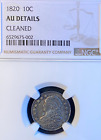 1820 JR-1 Statesofamerica Capped Bust dime 10c  NGC AU Details cleaned Rare!