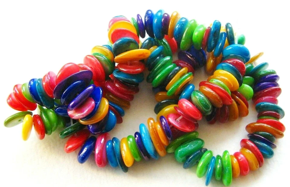 Perlmutt Perlen bunte Nuggets 7~11mm cirka 175 Stück SERAJOSY  - Bild 1 von 1