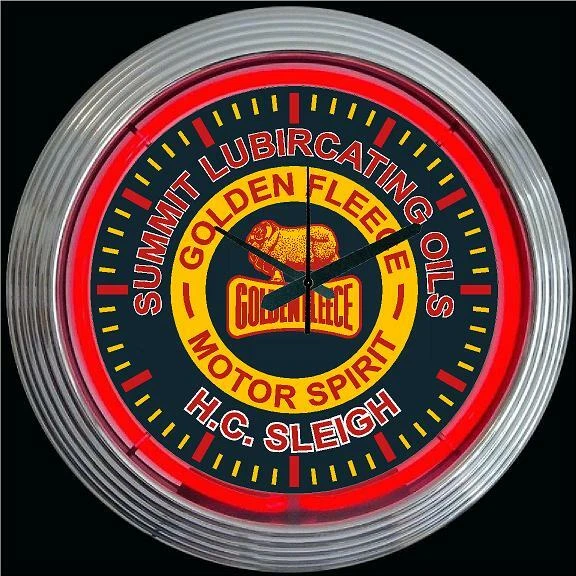 GOLDEN FLEECE VINTAGE STYLE NEON CLOCK 15" MAN CAVE GARAGE CAFE RESTAURANT - image 1 of 1
