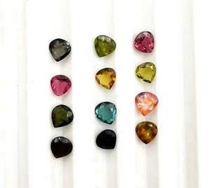 Natural Multi Tourmaline Heart Cut Loose Gemstone Lot 21 Pcs 4-4.50 MM 5 CT - Picture 1 of 5