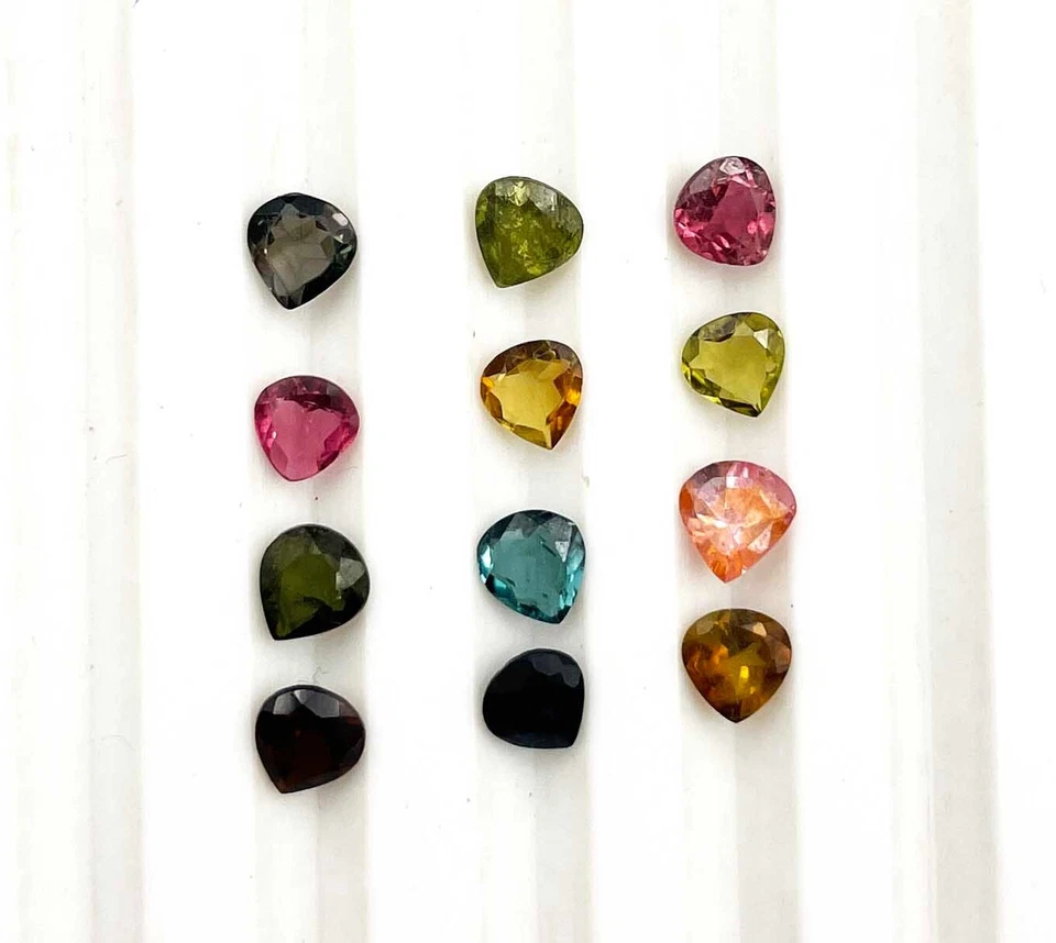 Natural Multi Tourmaline Heart Cut Loose Gemstone Lot 21 Pcs 4-4.50 MM 5 CT - Image 1 of 4