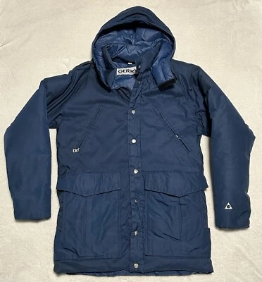 Vintage 1970’s /80s Gerry Down Men’s S Puffer Coat Parka Blue W/ Hood Denver Co - Image 1 of 4