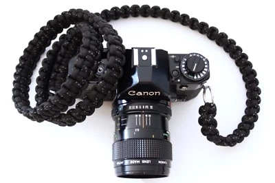 NEW BLACK WHITE PARACORD CAMERA NECK STRAP DSLR MIRRORLESS CANON SONY FUJI 48" - Image 1 of 4
