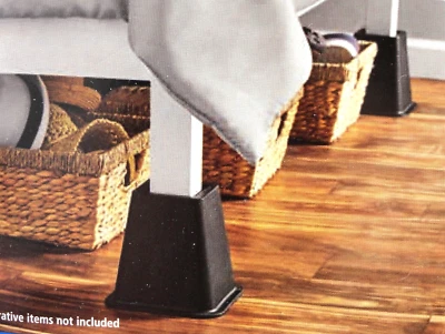 Elevadores de cama Mainstays de 4 piezas amplía el espacio de almacenamiento debajo de la cama en 5,25" negro Foto 1 de 2