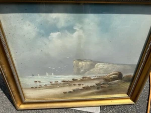 Edward T Gibbs Magnificent Antique Pastel Coastal Seascape Sailboats Painting - Picture 1 of 13