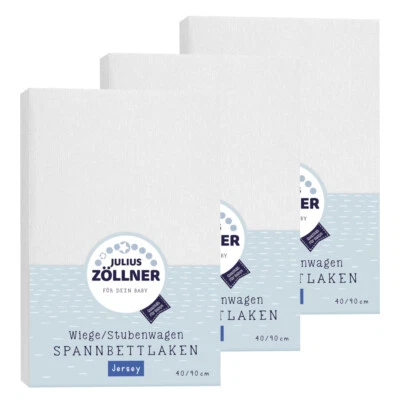 Julius Zöllner Spannbetttuch Jersey 90x40 Weiss 3er Pack TOP - Bild 1 von 4