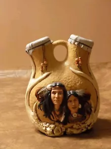 Vaso da sposa in ceramica nativi americani dipinto design a tamburo decorazione superiore - Foto 1 di 6