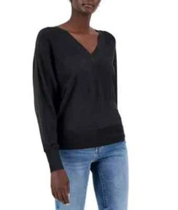 I.n.c. International Concepts Women's V-Neck Sweater, Deep Black 1XL - Picture 1 of 3