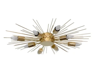 8 Clair Vintage Plafonnier Mi Siècle Brut Finition Laiton Spoutnik Lustre Clair - Photo 1 sur 4