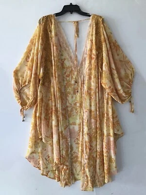 New Free People Lost in Love Kimono Duster Yellow Reg $148  Xs/ S Honey Combo - Image 1 of 3