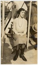 Portrait of Woman Sailing Aboard Ocean Liner Vintage Photograph c. 1920s