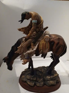Vintage Resin Native American Indian Warrior With horse In battle Figurine - Picture 1 of 3