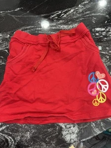 Red Peace Sign Skirt BCG Size 10 Girls Shorts Built In - Picture 1 of 4