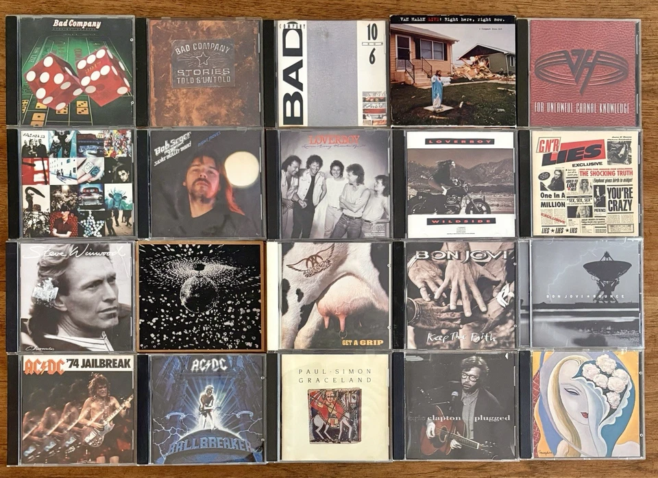 Lot Of 20 Classic Rock CDs, Used, Bad Co, Van Halen, Guns N Roses, AC/DC, U2,  Foto 1 de 1