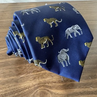 Corbata INTO A AFRICA Big Five animal pequeño estampado microfibra azul marino Big Five Foto 1 de 4