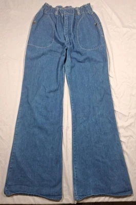 VTG 70's Faded Glory 4☆ By Appendagez Elastic Waist Bellbottom Jeans Jr. Size 32 - Image 1 of 4