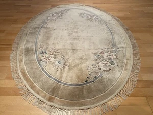 6265  "GEWASCHEN" Handgeknüpfter OVAL China Seidenteppich 180x120 Orientteppich - Bild 1 von 16