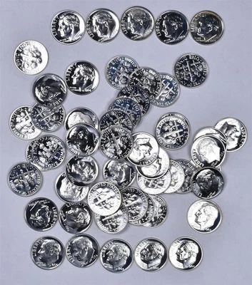 Moneda de diez centavos de plata Roosevelt 1964 - rollo de prueba Foto 1 de 2