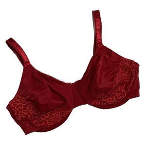 Olga Dark Red with Lace Trim Unpadded Bra with Underwire Support, size 40D - Picture 1 of 3