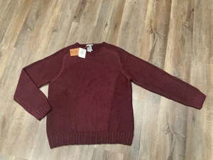 New R by Robert Graham Gregory Cable Knit Wool Sweater Burgundy Men's Sz L - Picture 1 of 13