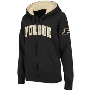 Women's Stadium Athletic Black Purdue Boilermakers Arched Name Full-Zip Hoodie - Picture 1 of 3