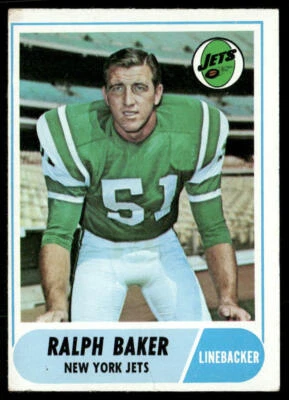 Ralph Baker 1968 Topps #38 New York Jets VG Crease - Image 1 of 2