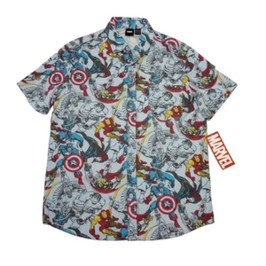 Marvel Herren Medium Hemd Neu mit Etikett Avengers All Over Knopfleiste Kurzarm - Bild 1 von 8