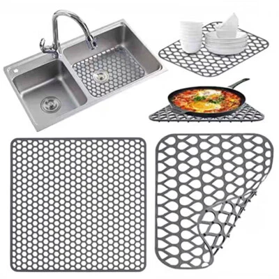 Alfombra de drenaje de fregadero antideslizante escurridor protector contra arañazos forro transparente cocina ordenado⇓ Foto 1 de 4