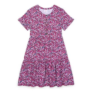 Wonder Nation Tiered Flutter Dress Girl Size S (6-6X) Colorful Burgundy Ruffles - Picture 1 of 3
