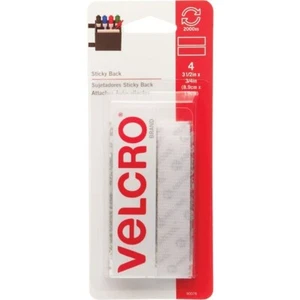 (6-4pk)-VELCRO Brand 3/4 In. x 3-1/2 In. White Sticky Back Hook & Loop Strips - Picture 1 of 1