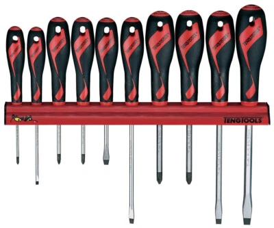 Teng Tools WRMD10N 10 Piece Screwdriver Set on Wall Rack  Slotted Pozi Phillips - Image 1 of 4