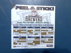 1997 Milwaukee Brewers Peel and Stick MLB Schedule, Miller - Picture 1 of 2