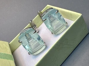 Vintage signierte KY Japan Rückseite Intaglio blaue Kristall Pagode Silber Manschettenknöpfe - Bild 1 von 14