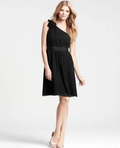 NEW Ann Taylor Silk Georgette One Shoulder Cocktail Dress Size 00 Petite - Picture 1 of 11