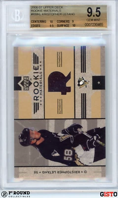 POP 1: Kris Letang BGS 9.5: 2006-07 Upper Deck Rookie Materials Gisto #RM-KL - Image 1 of 3