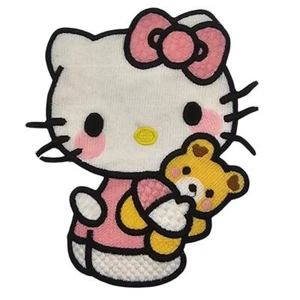 Hello Kitty Teddy Bear Cloth Patch Applique - Picture 1 of 2