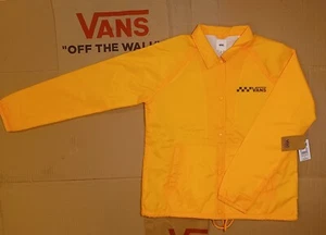 Vans Off The Wall Jacket Women's Medium Yellow Snap Up Lined Windbreaker W/Logo - Picture 1 of 15