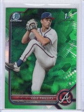 2022 Bowman Chrome Draft Sapphire Cole Phillips Green Refractor SSP /50 BDC-90