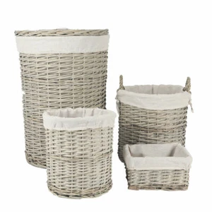 4PCS Wicker Storage Baskets with Liner Set Bathroom Laundry Home Toy Cloth AU - Picture 1 of 4