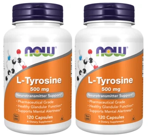 NOW Foods L-Tyrosine, 500 mg, 120 Capsules, (2 Packs) Neurotransmitter Support - Picture 1 of 1