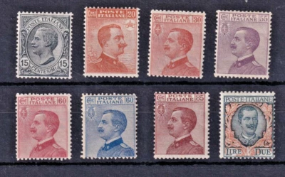 1917-24 Italy king Victor Emmanuel III Definitive set of 8 MH SG#104-111 CV£80. - Image 1 of 3