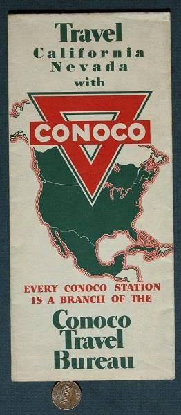 1936 Conoco нефти и бензозаправочной станции путешествий бюро Калифорния и Невада карта ---- - Изображение 1 из 1