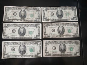 1950 Star Note-Twenty Dollar Bill Federal Reserve Note 6 Total  - Picture 1 of 20