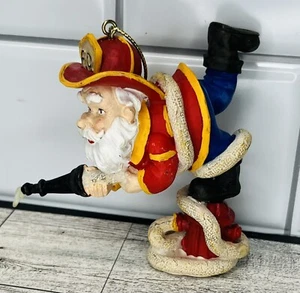 Christmas Fireman Santa Ornament With Fire Hydrant & Hose  - Picture 1 of 6